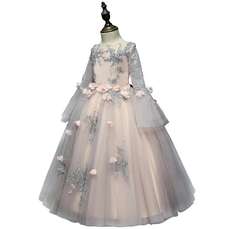 Винтажное платье принцессы с цветами для девочек детские свадебные вечерние