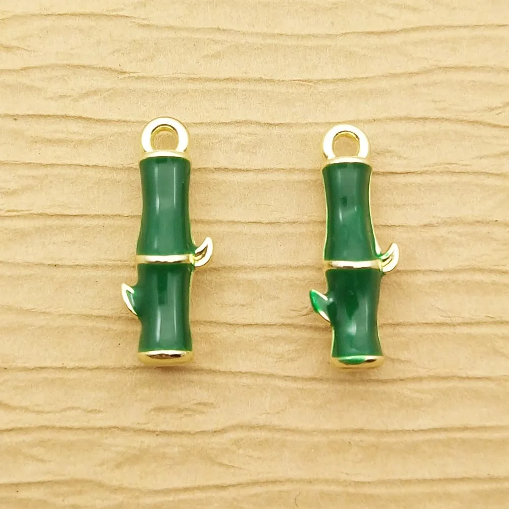 10pcs 6x16mm Enamel Bamboo Charm for Jewelry Making Cute Earring Pendant Bracelet Necklace Charms Diy Accessories Craft Supplies - купить по