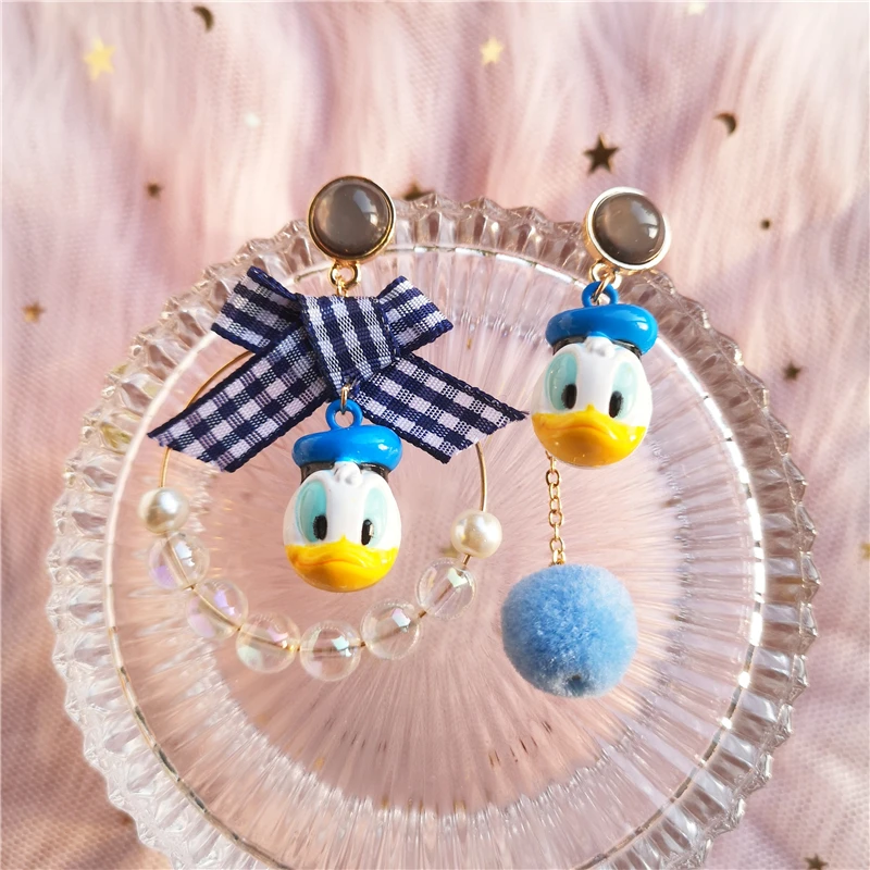 

Кукла реборн Disney, бижутерия, Мультяшные серьги Дональд Дак, милый кулон с животным, модный зажим для ушей, Детские аксессуары для кукол