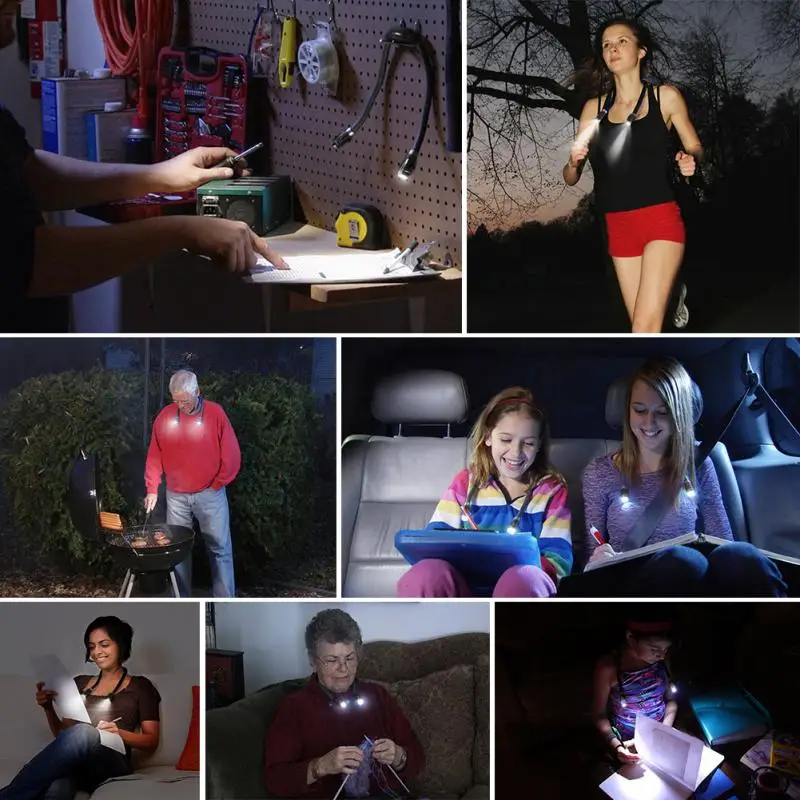 

Flexible Handsfree LED Neck Light Book Reading Lamp Night Flashlight Camping Lights Night Light Flashlight Indoor Lighting Hot