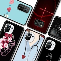 phone case for xiaomi pocophone f1 poco x3 nfc x3 gt x3 pro m3 pro 5g f3 gt cover back funda capa nurse medicine health heart