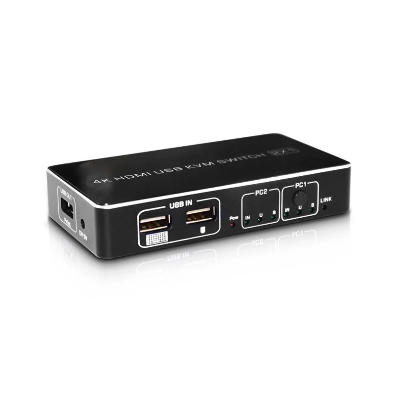 4K HDMI KVM переключатель 2In 1Out USB HDMI2.0 сплиттер с кабелем для клавиатуры мышь принтер
