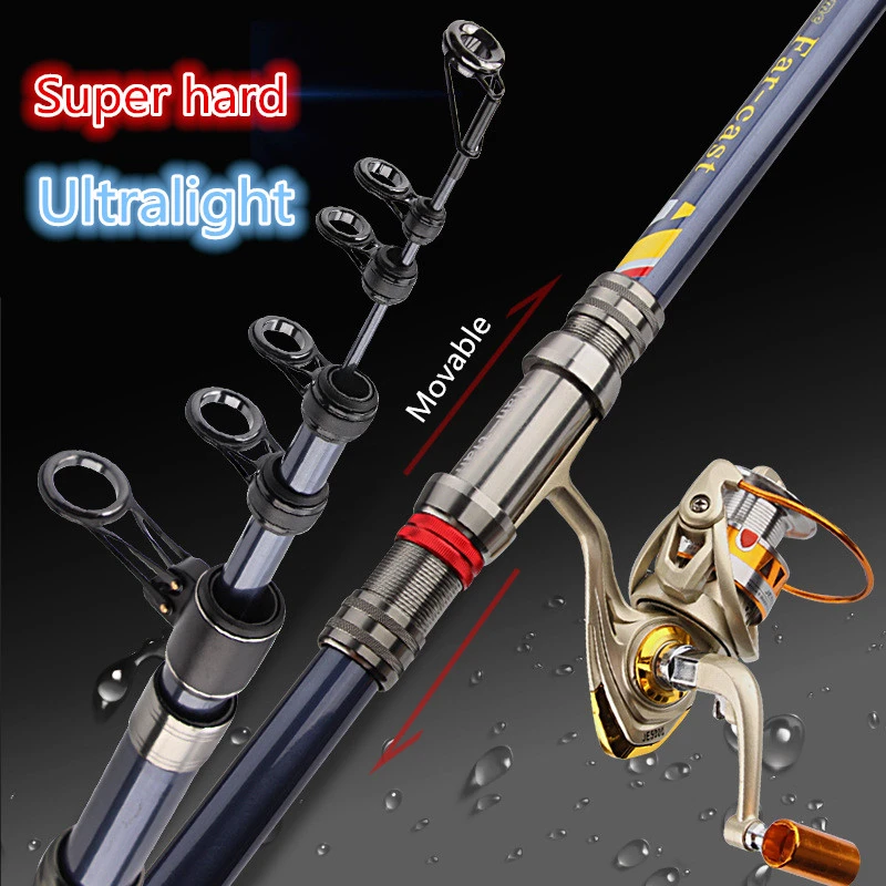 Мощная спиннинговая удочка для больших рыб сверхпрочная телескопическая на