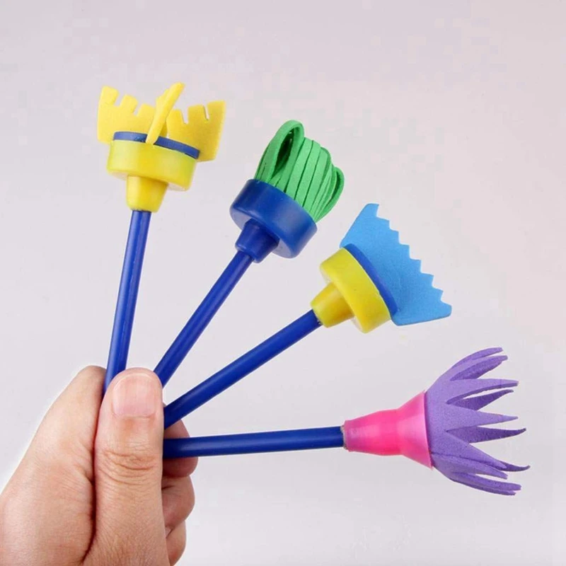 

9 Pcs Sponge Paint Brushes for Kids for DIY Arts Crafts, 4 Pcs 10.5cm & 5 Pcs 9 cm