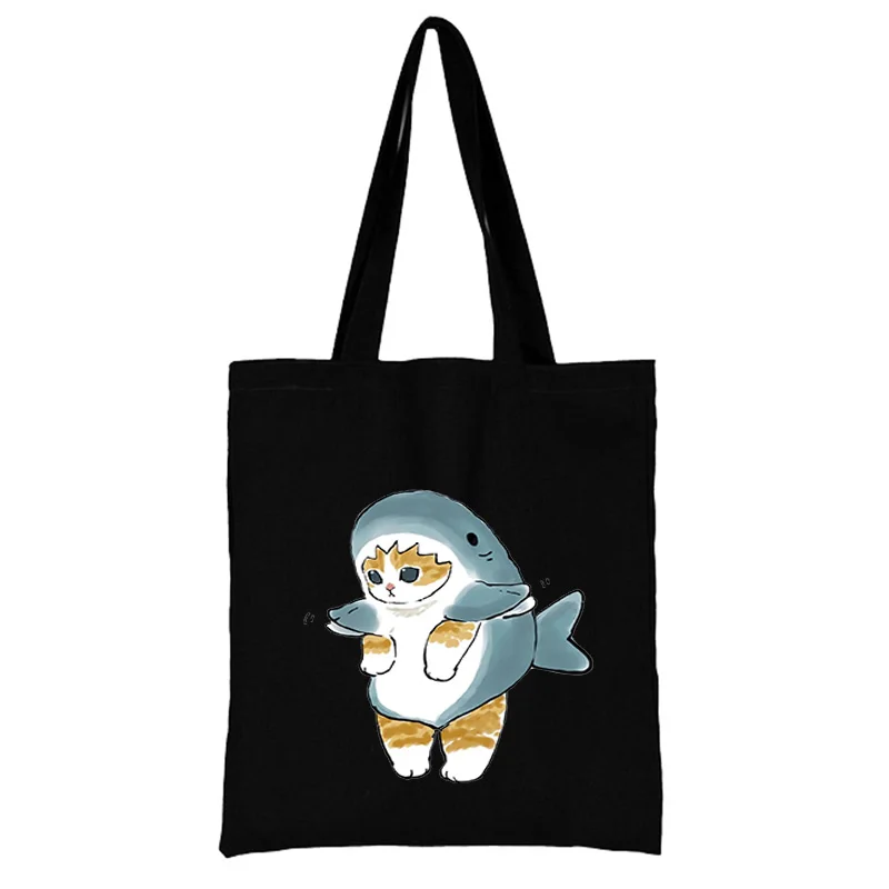 Cat Shopping Bag Woman Shopper Folding Canvas 2021 Tote Travel Bags Designer Handbags Beach Printed Cloth Shoulder Ladies Fabric | Багаж и