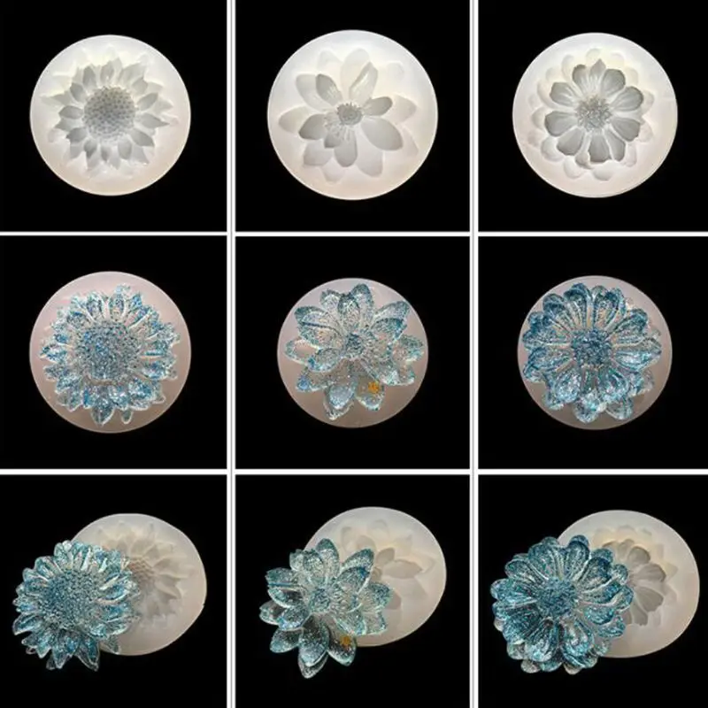 4Pcs Flower Epoxy Resin Mold Kits Camellia Sunflower Rose DIY Jewelry Making | Украшения и аксессуары