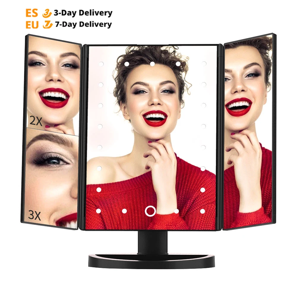 Зеркало для макияжа с сенсорным экраном гибкое зеркало 21 светодиодный