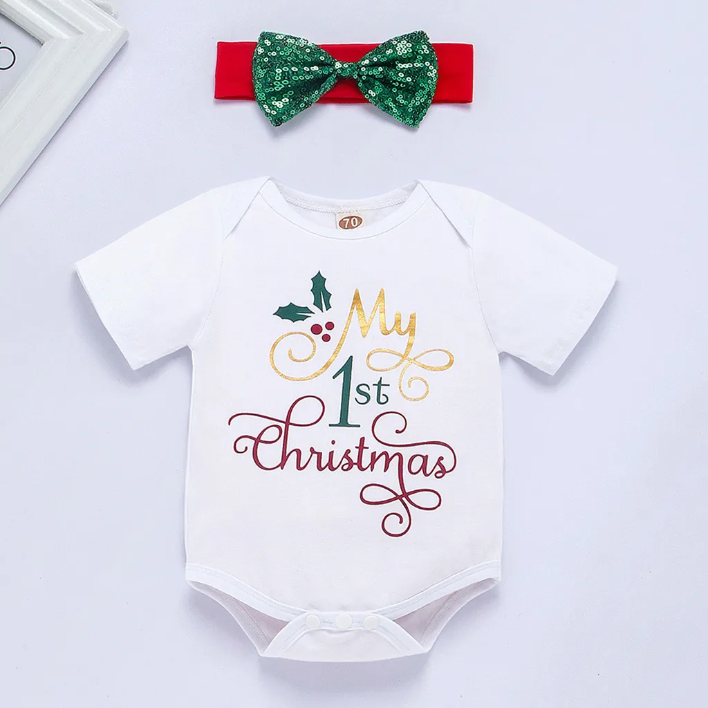 My First Christmas/рождественское платье для новорожденных девочек с надписью, комбинезон, платье-пачка Vestidos De Bebe, вечерние комплекты для маленьких девочек на первый день рождения