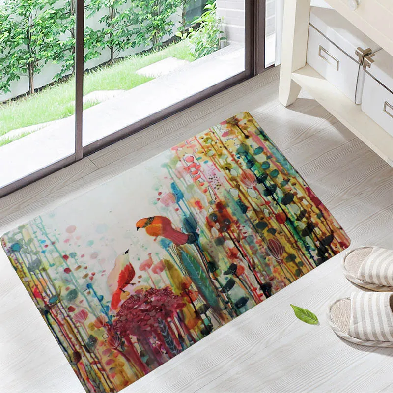 

colorful watercolor painting Floor Doormats Living Rooms Anti-slip Carpet for Home Balcony Bedroom Kitchen Rug Entrance Door Mat