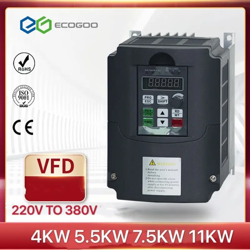 Частотно-регулируемым приводом 11kw 7.5kw 5.5kw 4kw V/F инвертор 220 В однофазные Вход