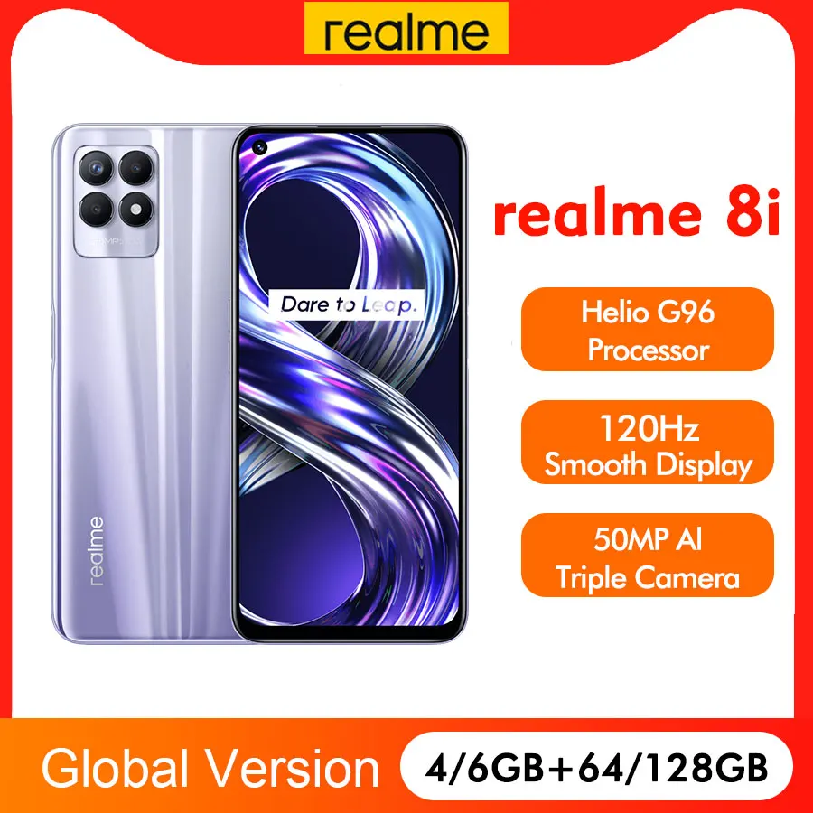 Глобальная версия realme 8i 6 3 &quot120 Гц FHD + мобильный телефон 4/6 ГБ 64/128 процессор Helio G96