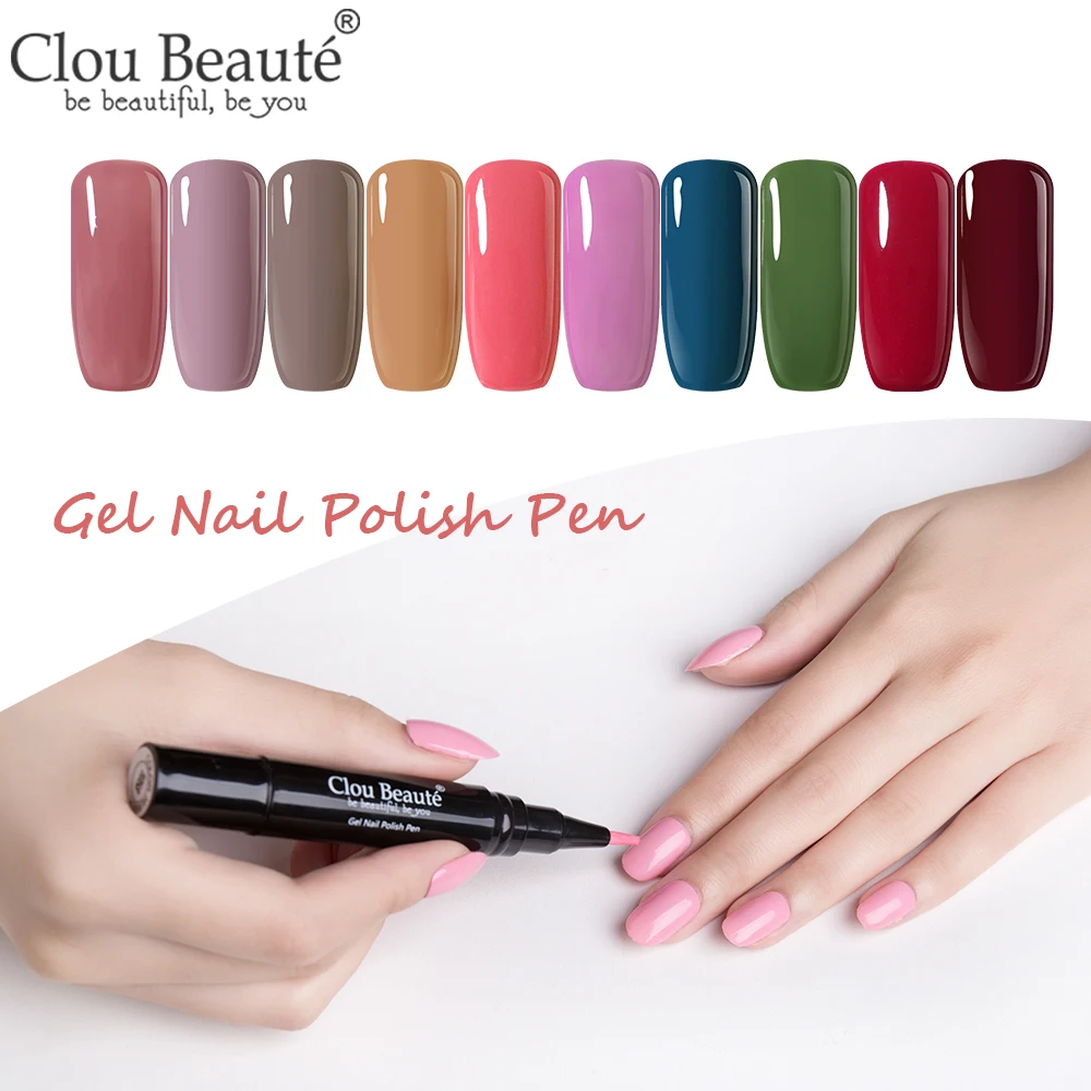 

Clou Beaute Gel Nail Polish Pen Pure Color Base Top Need UV Nail Manicure Varnish Hybrid Soak Off Gel Lacquer Lucky Nail Paint