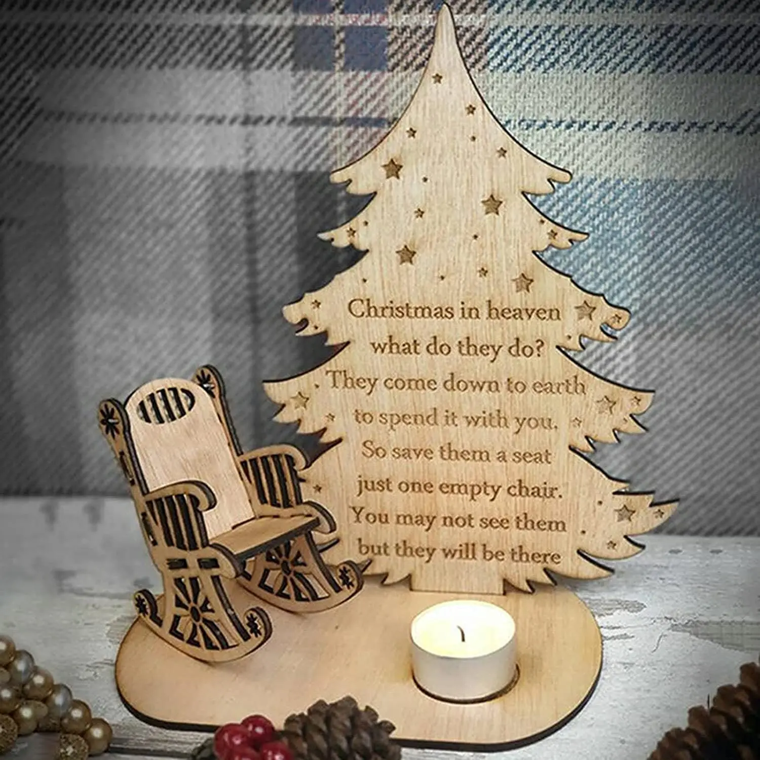 

Christmas Remembrance Candle Ornament To Remember Loved Ones,Merry Christmas In Heaven Memory Tealight Candlestick Holders