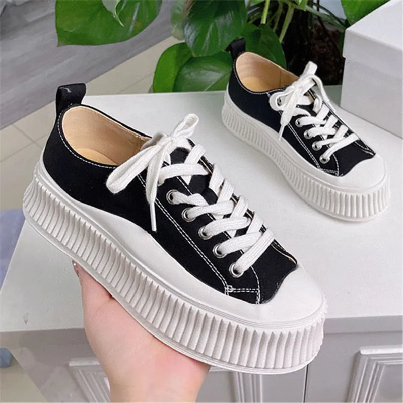 

Luxury Brand Casual Canvas Shoes Outdoor Female Flat Shoes Platform Designer Women's Sneakers Ladies Walking Trainer Ball Shoes