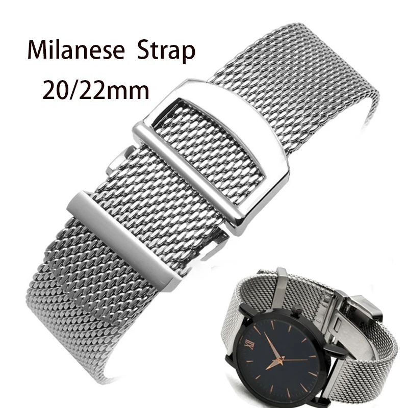 20mm 22mm pulseira de metal malha relógio banda milanese aço inoxidável pulseiras para iwc portofino portugieser pulseira acessórios
