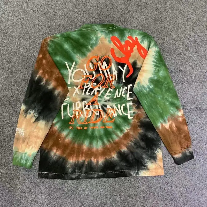 19ss принтом Трэвиса Скотта ASTROWORLD тай дай граффити Astrworld футболка Для мужчин женщин