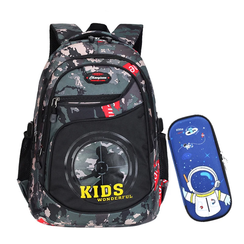 

Teenage Boys Anime Backpack Children Waterproof School Bags For Kids Camouflage Bagpack High Capacity Book Bag Pencil Box Bolsas