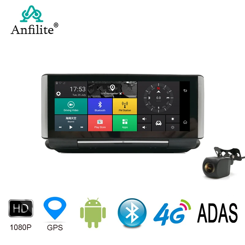 Anfilite 4G Автомобильный видеорегистратор Камера GPS FHD 1080P 7 дюймов Android навигация ADAS