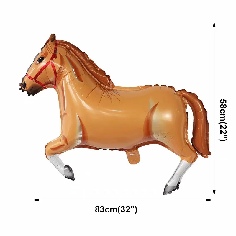

1pc Jumbo Brown Black Tan Horse Foil Ballons for Kids Cowboy Horse Animal Themed Birthday Party Decor Horse Shaped Mylar Balloon