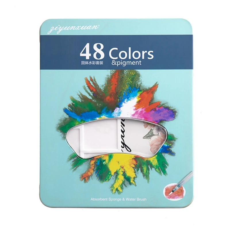 

48 Colors Solid Watercolor Paint Pigment Portable Travel Brush Pen for Beginners 24BB