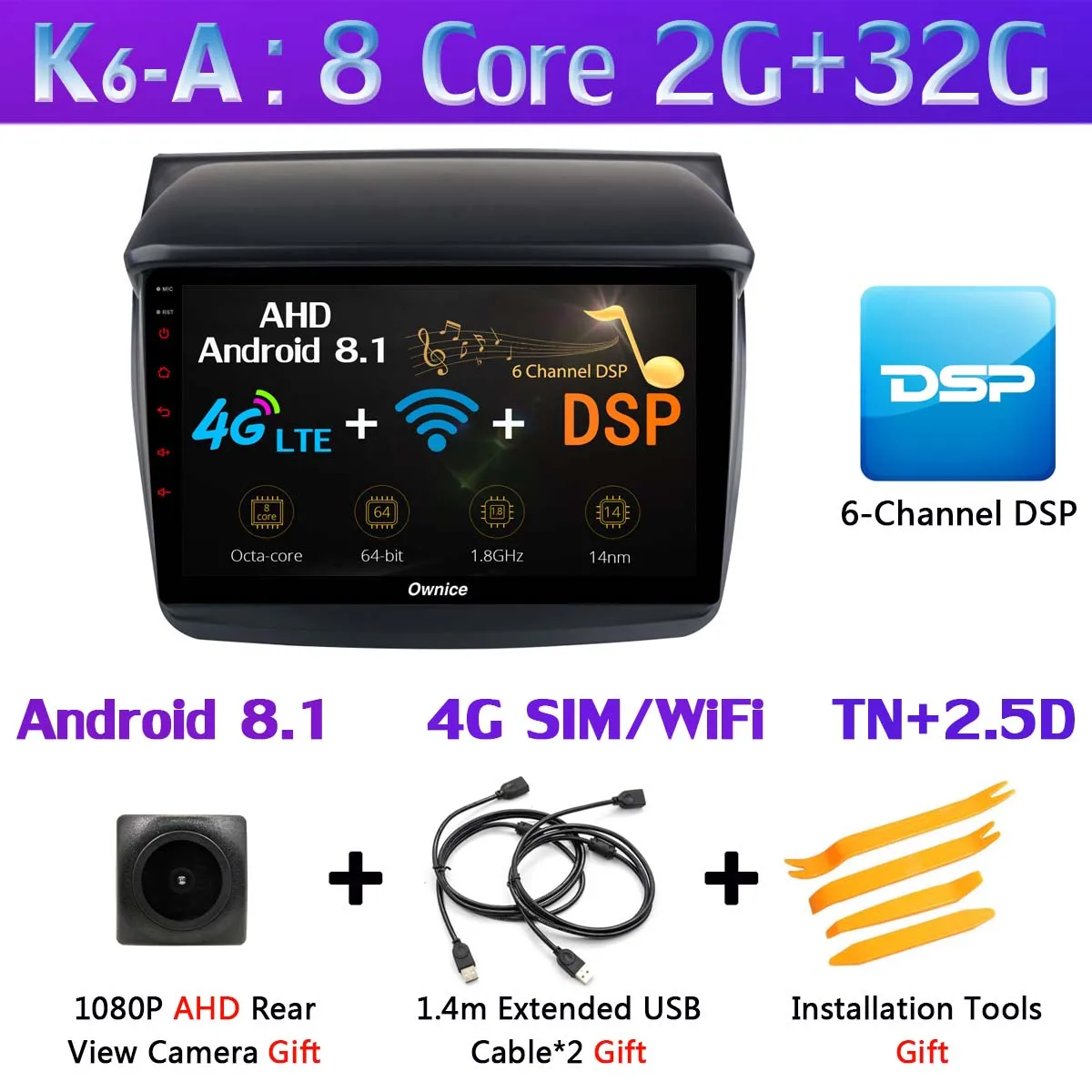 K6-A " 1DIN 360 ° панорамный Android автомобильный DVD gps Навигатор Радио для Mitsubishi Pajero Sport L200 Trion Видео Аудио CarPlay DSP 4G LTE - Цвет: K6-A
