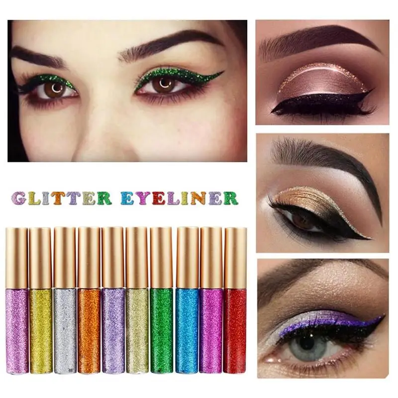 10 видов цветов Яркая блестящая перламутровая цветная подводка для глаз дымчатые