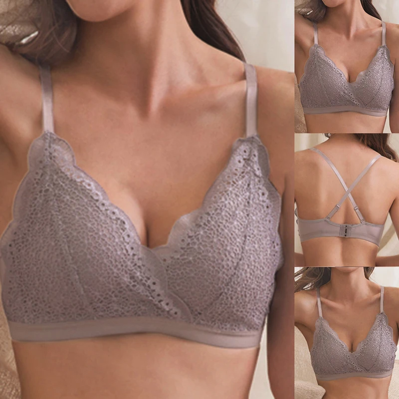 LOOZYKIT Solid Lace Openwork Cup Bra without Steel Ring Double-Breasted Underwear Lingerie Bralette Women Sexy Wirless Bras | Спорт и