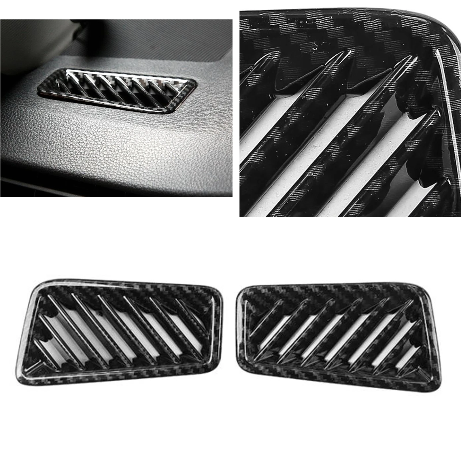 

2pcs For Toyota RAV4 2019-2021 Carbon Fiber Look Car Interior L&R Center Console Upper Air Vent Outlet Grille Cover Trim Sticker