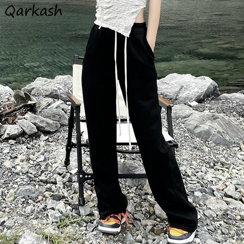 

Pants Women Leisure Loose Cool Girls Spring Autumn Workout Street Fashion All-match Trousers Full-length Drawstring Pockets Chic