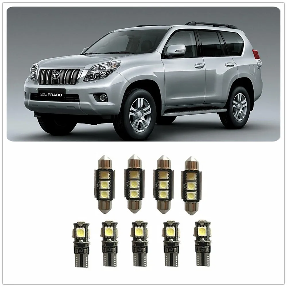 Белый светодиодный фонарь T10 для дверей и ног 9 шт. фара салона посылка Toyota Kluger Lexcen Land Cruiser Prado Matrix MR2|Сигнальная