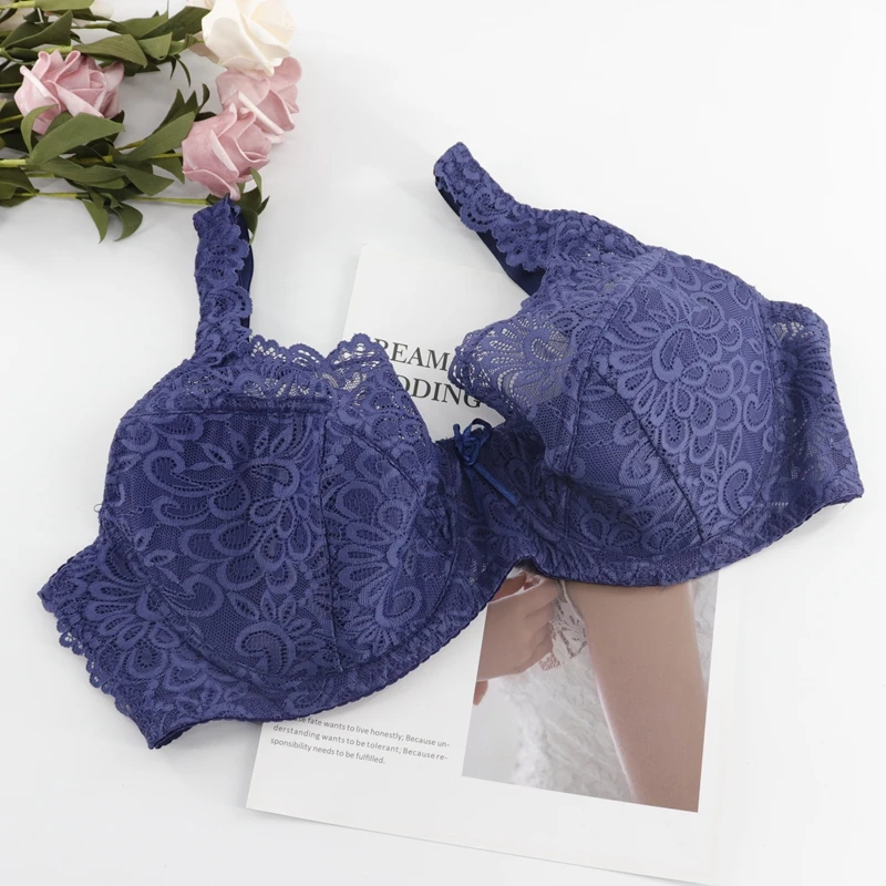 B3-Blue PairFairy, сексуальный кружевной бюстгалтер с цветами, женское нижнее белье, хлопковое нижнее белье с подкладкой, бюстгальтер с регулируемыми бретельками, Sheer BH 34E 36E 38E 40E 42E 44E - Цвет: B3-Blue