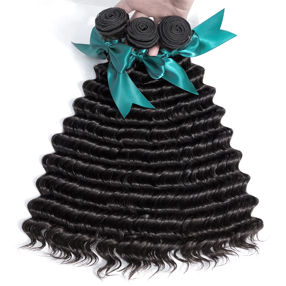 Бразильские пряди глубоких волн с застежкой Remy 3 человеческих волос на шнуровке