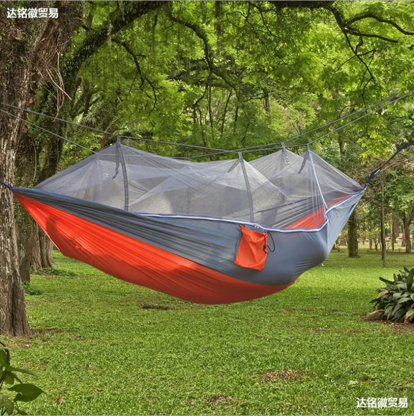 

260*140cm Camping Hammock Outdoor Mosquito Bug Net Portable Parachute Nylon Hammock for Sleeping Travel Hiking
