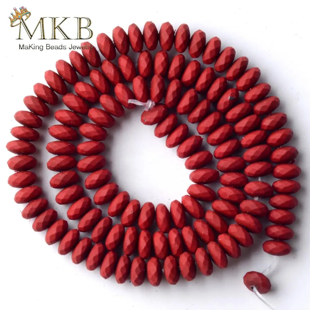 Red Hematite Stone Matte Natural Rubber Rondelle Beads For Jewelry Making 6mm 115pcs Space Loose Diy Bracelet 15&quot |