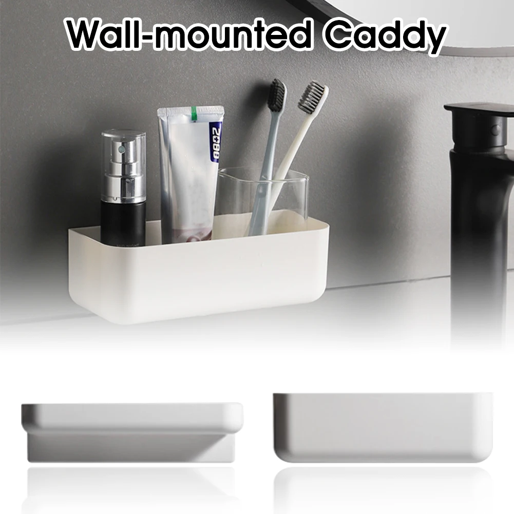 

Shower Caddy Self-Adhesive Bathroom Organizer Wall-Mounted Remote Holder No Drilling Kitchen Bathroom Storage Organizer
