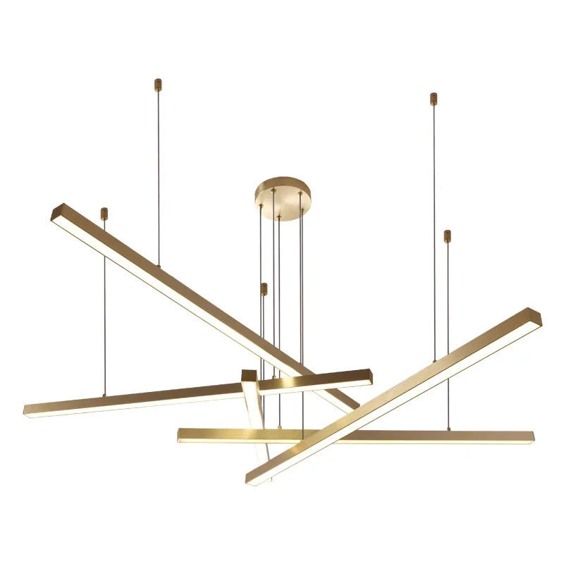 

Creative Modern Chandelier Lighting Ceiling Hanging Lamp Aluminum Bar Type Living Room Dining Room Lights Kitchen Island light