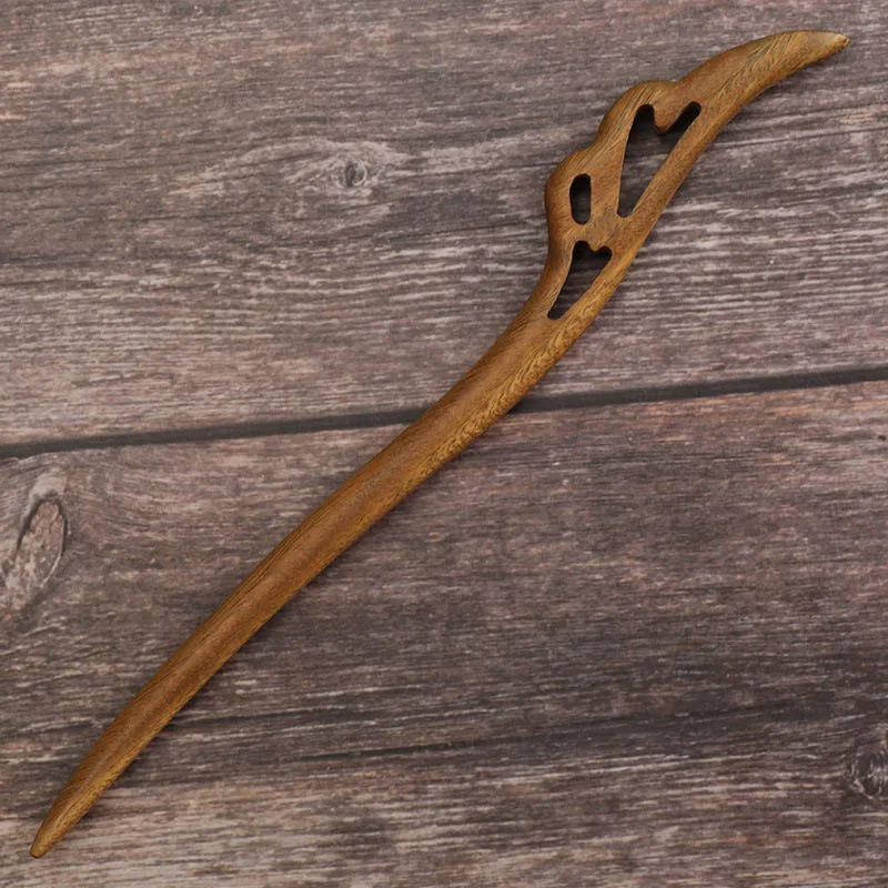 Древняя Женская Ручная резная деревянная зеленая сандаловые шпильки для девушек