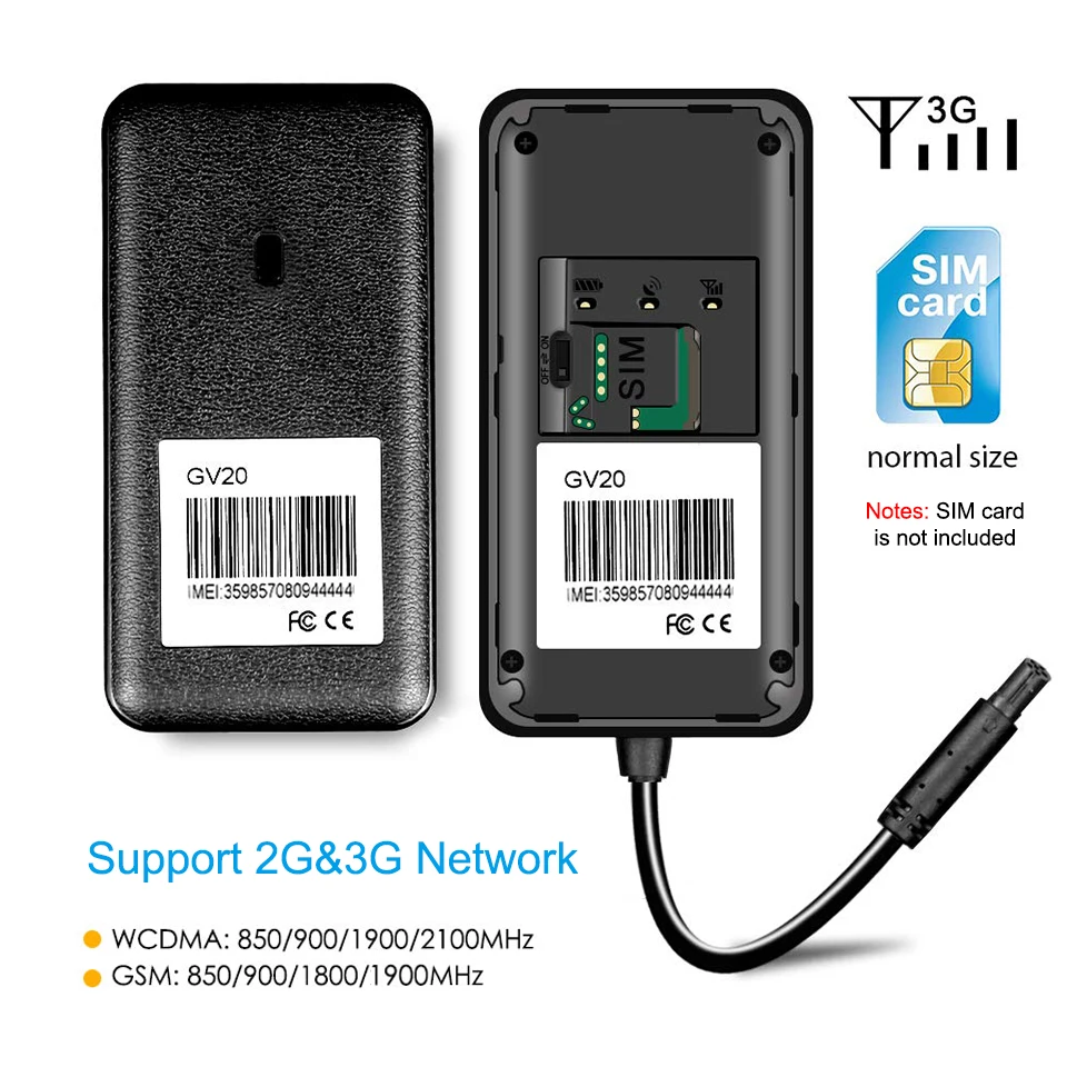 Concox GV20 Многофункциональный 3g Автомобиль Мотоцикл gps трекер Водонепроницаемый