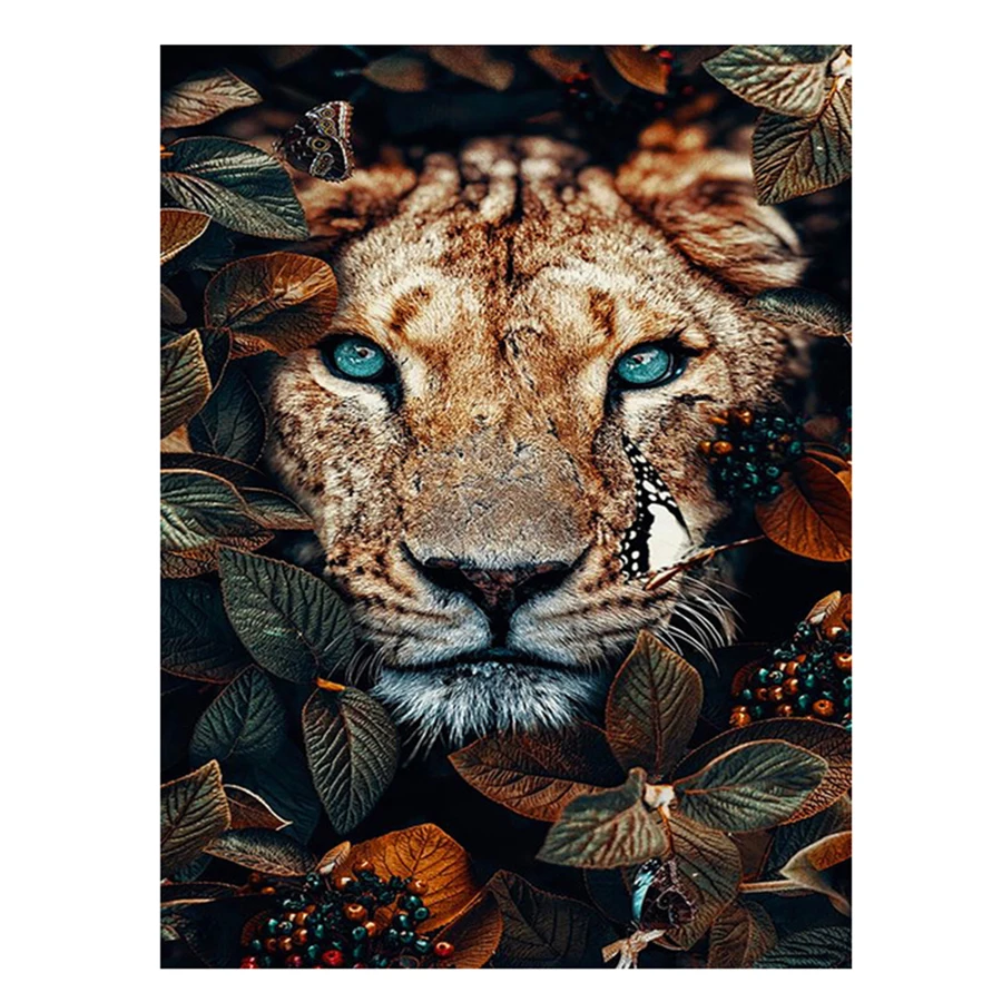 

5D DIY Diamond Painting Animals Lion Flowers Cross Stitch Kit Full Embroidery Mosaic Art Picture of Rhinestones Decor Gift