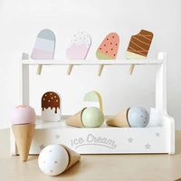 wooden pretend play food toy set party game role play educational toy toddler toys ice cream toy for christmas present toddler