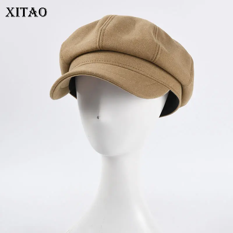 

Однотонные винтажные береты XITAO, Простые Модные сращивающиеся с полями, английская восьмиугольная шляпа, новинка 2021, универсальные женские ...