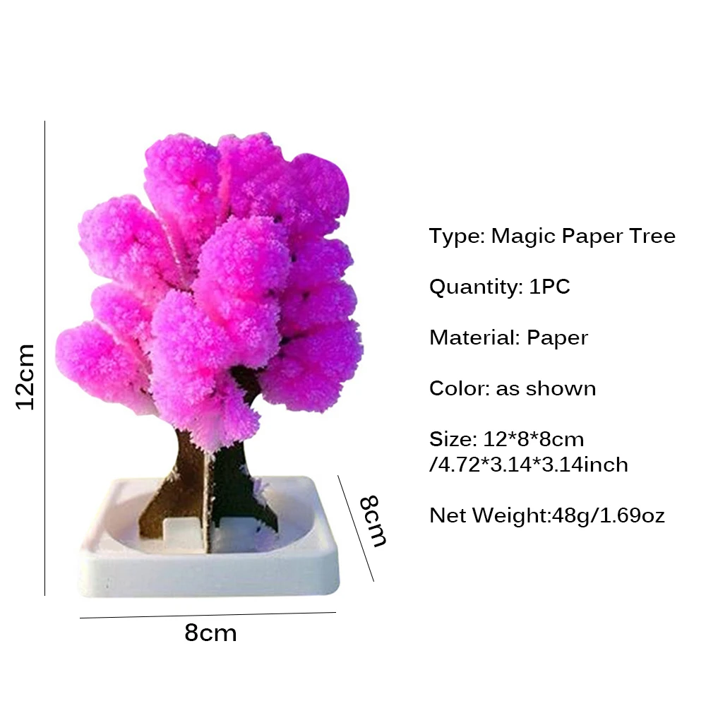 Настольное дерево из японской бумаги с цветами сакуры, растущее благодаря магическим кристаллам. Игрушка для детей на Рождество. Сделано в Японии.