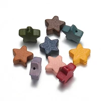 xuqian top seller 20pcs natural wood candy colored stars beads for diy children handmade jewelry earrings accessories b0319