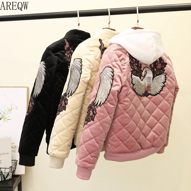 Женская Повседневная бейсбольная куртка Jaquetas Feminino тонкая и бархатная из хлопка