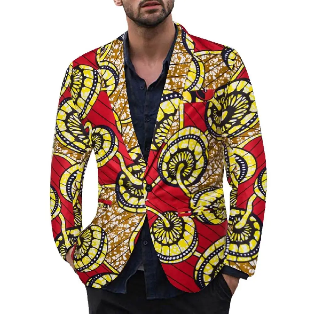 

Fashion Men Single Breasted Ethnic Printed Jacket Casual Holiday Party Blazer Coat Suit Funny Coat Suit Jackets