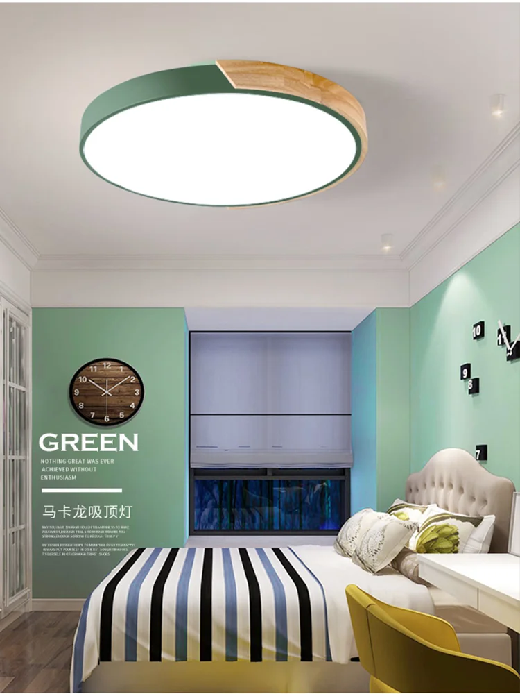 $28.79 Macaron 5cm Ultra-thin LED Ceiling Light For Living Room Dining Room Kid's room Remote Control Wood Ceiling Lamp
