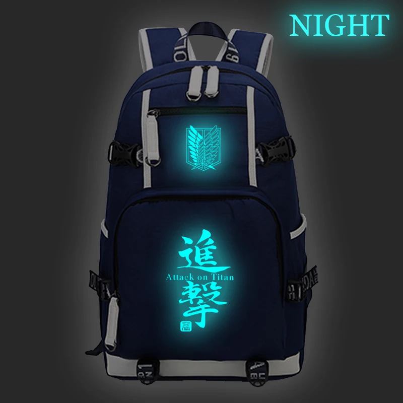 Attack on Titan Luminous School Bag Teens Boys Girl Students Back to Book Large Capacity Rucksack Casual Knapsack | Багаж и сумки