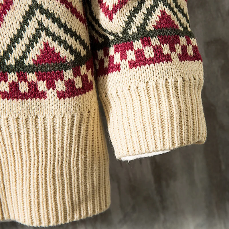 Зимний толстый мужской свитер теплый модный вязаный пуловер в стиле ретро с