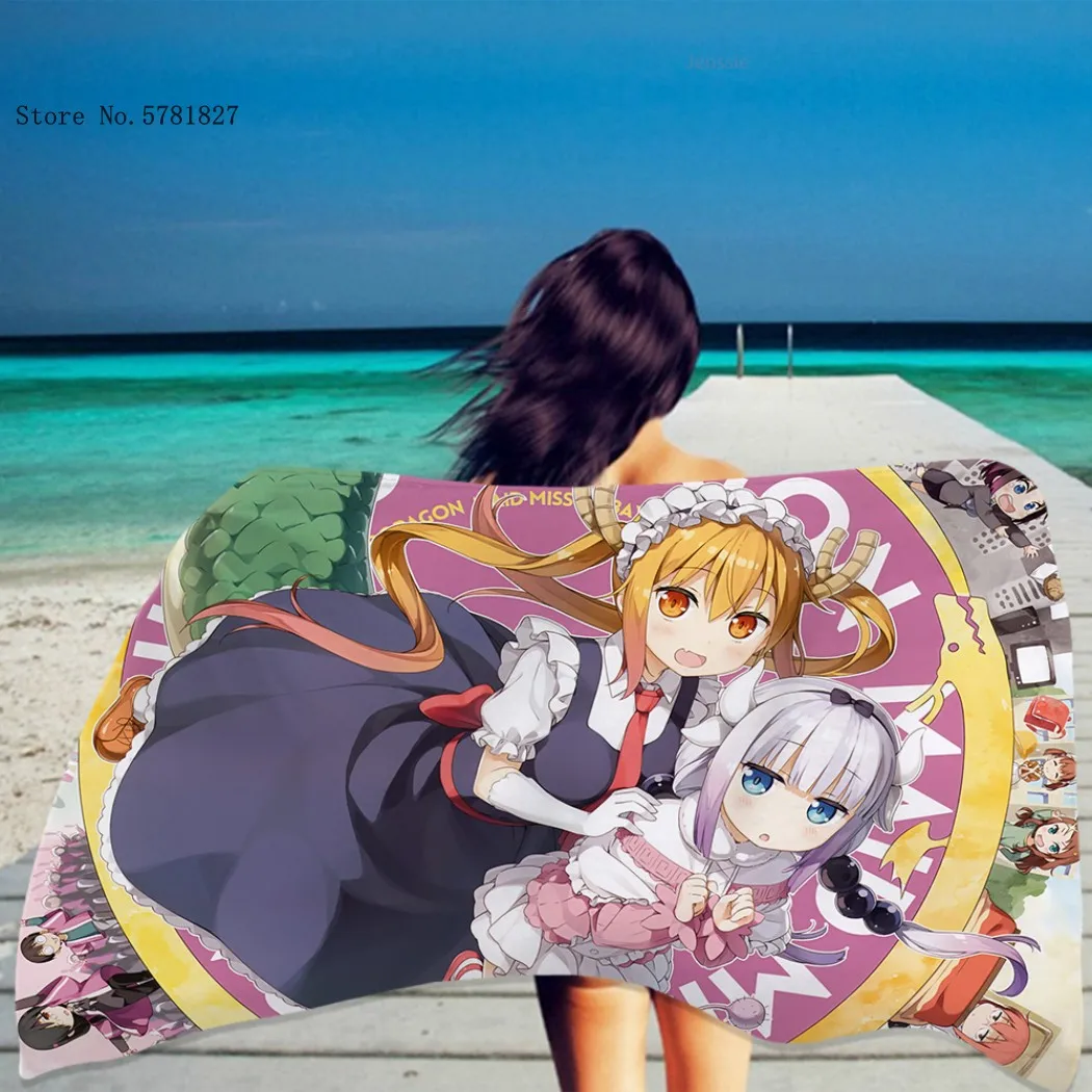 

Miss Kobayashi's Dragon Maid Beach Towel 3D Print Lovely Kawaii Girls Beach Towel Cartoon Shower Towel Anime Beach Towel
