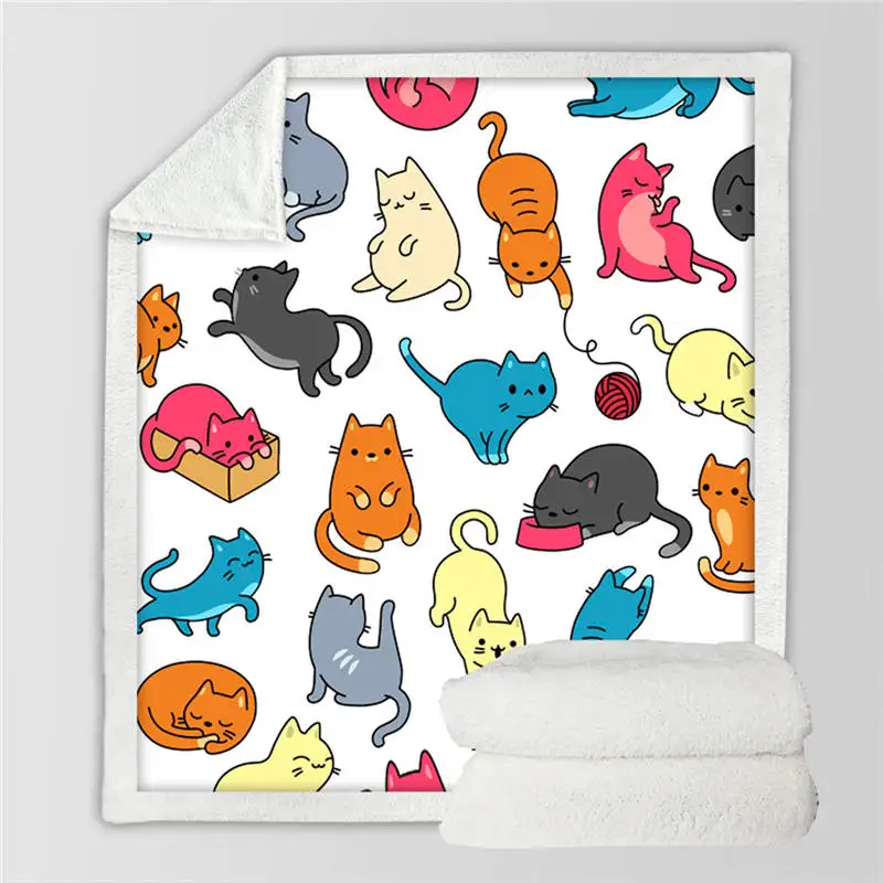 Cat 13 Постельные принадлежности, Outlet, чашка с кошкой, покрывало для кровати, мультяшное Детское покрывало, милое животное, шерпа, плюшевое одеяло, мультяшная кровать для питомца, Манта, постельные принадлежности - Цвет: Cat 13